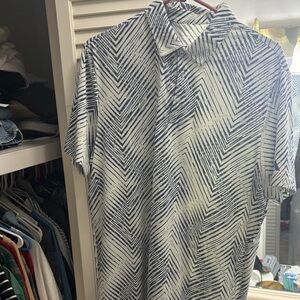 Men's Adidas Golf Blue and White Patterned Shirt